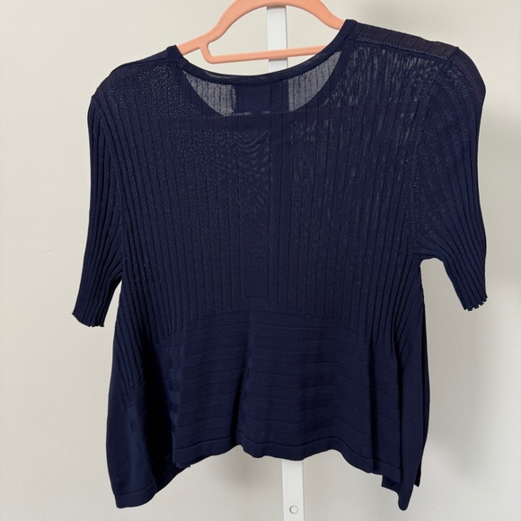 Opening Ceremony Asymmetric Crop Top Navy Linear Ribbed Knit Size Extra Small - Picture 4 of 5
